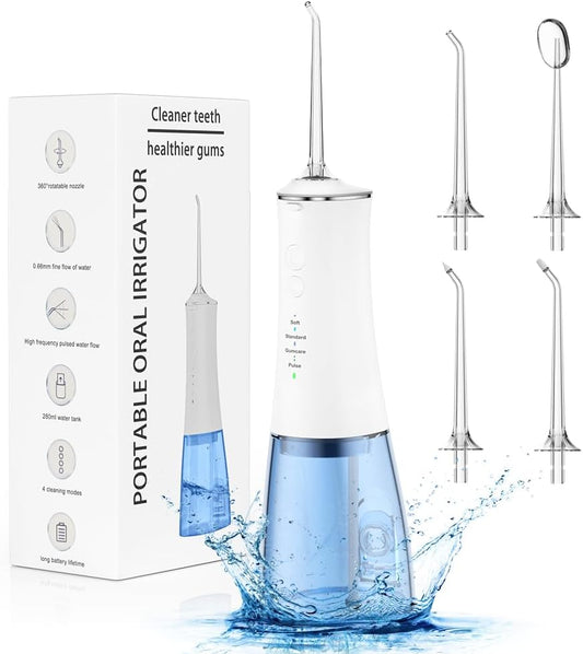 Portable Cordless Water Dental Flosser with 4 Modes and 280ml Tank for Effective Teeth Cleaning